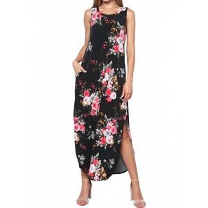 NEW COLLECTIVE RACK floral maxi dress in black